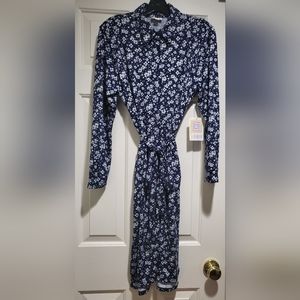NWT! LuluRoe Ellie Classic Shirt Dress in Dark Blue/Navy Floral - Small